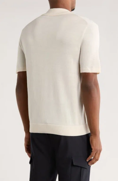 Truth Stitch Panel Wool Blend Polo In Neutral