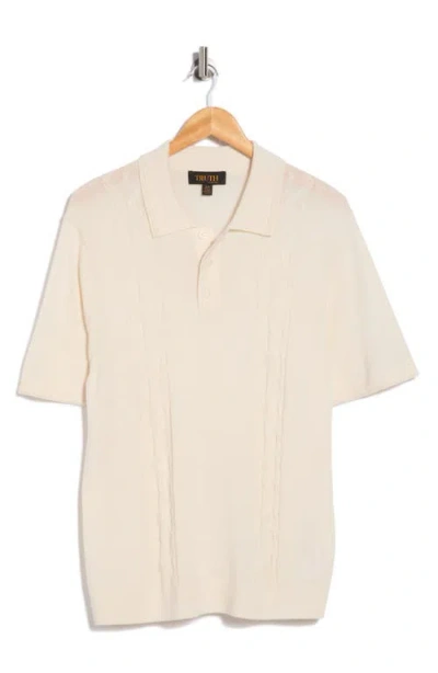 Truth Stitch Panel Wool Blend Polo In Neutral