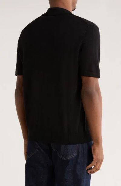 Truth Stitch Panel Wool Blend Polo In Black