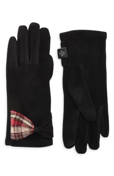 Nanette Lepore Plaid Bow Detail Gloves In Black