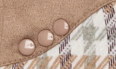 Nanette Lepore Houndstooth Button Gloves In Brown