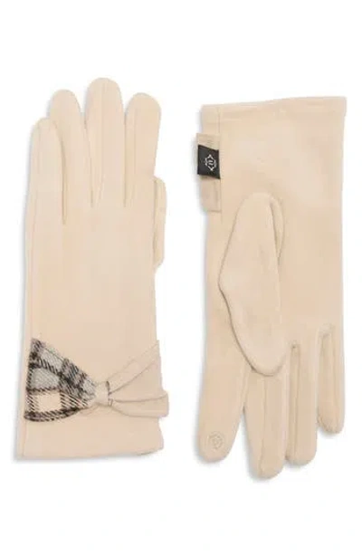 Nanette Lepore Plaid Bow Detail Gloves In Neutral