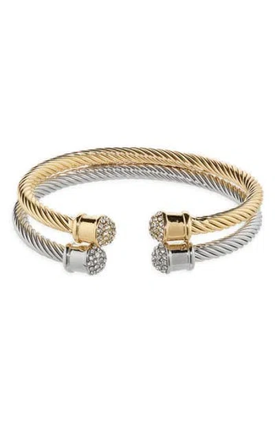 Tasha Set Of 2 Two-tone Open Cuff Bracelets In Gold