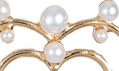 Ettika Faux Pearl Heart Drop Earrings In Gold