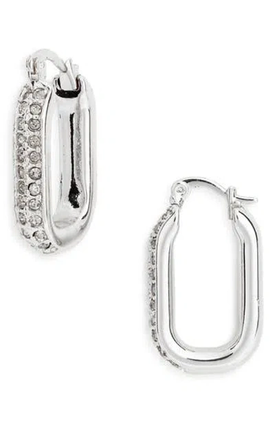 Kurt Geiger London Pavé Crystal Oval Hoop Earrings In Silver