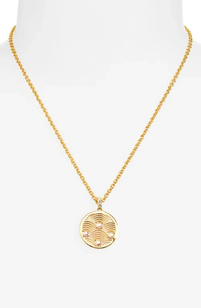 Kurt Geiger London Southbank Rainbow Round Pendant Necklace In Gold