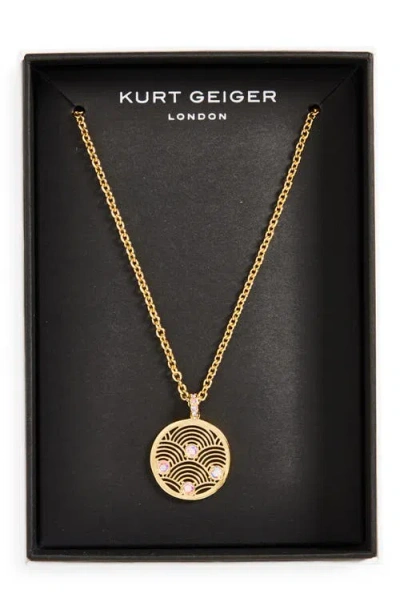 Kurt Geiger London Southbank Rainbow Round Pendant Necklace In Gold