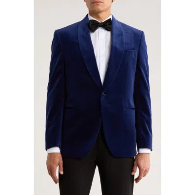 Jack Victor Edison Cotton Stretch Velvet Dinner Jacket In Blue