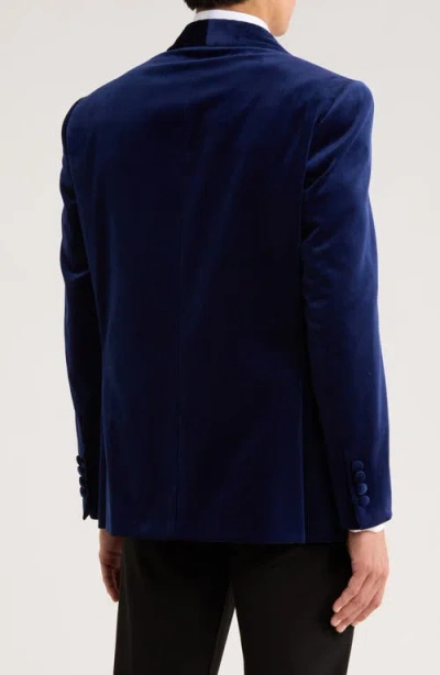 Jack Victor Edison Cotton Stretch Velvet Dinner Jacket In Blue