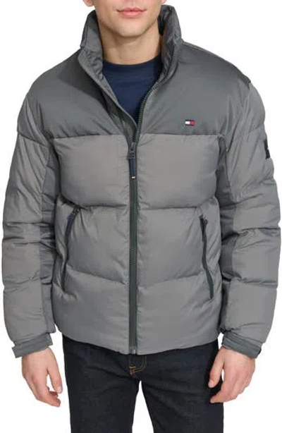 Tommy Hilfiger Matte Water Resistant Puffer Jacket In Gray