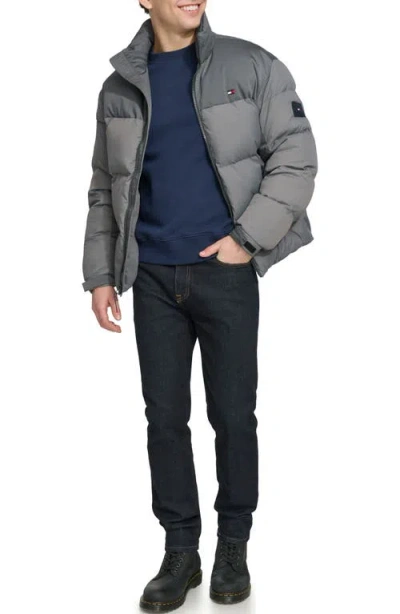 Tommy Hilfiger Matte Water Resistant Puffer Jacket In Gray