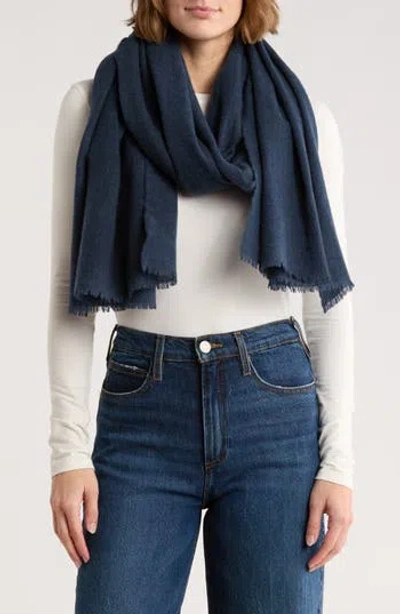 Vince Wool & Cashmere Frayed Scarf In Blue