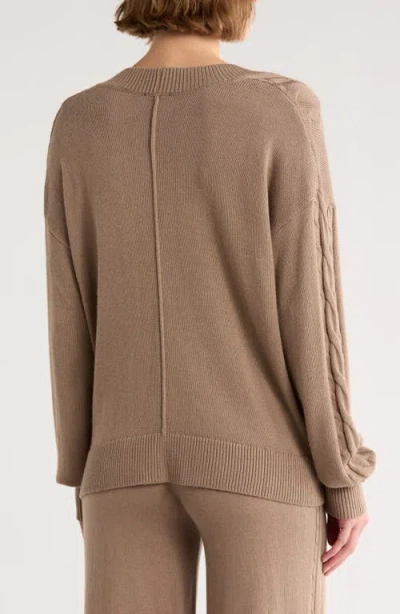 Splendid Emily Cable Cardigan In Brown