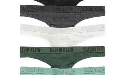 Calvin Klein Monochrome 5-pack Thongs In Blue