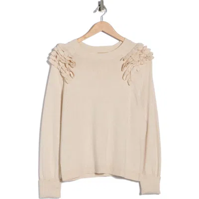 Democracy Ruffle Crewneck Sweater In Neutral