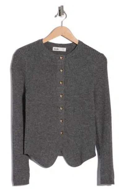 Elodie Cutaway Rib Cardigan In Gray
