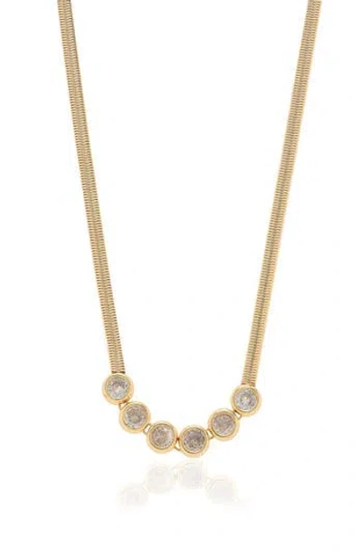 Ettika Crystal Snake Chain Frontal Necklace In Gold