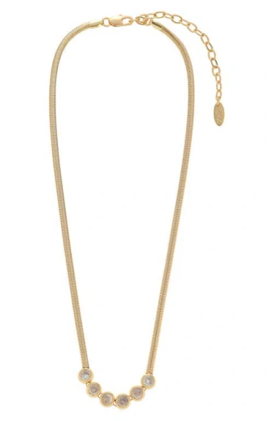 Ettika Crystal Snake Chain Frontal Necklace In Gold