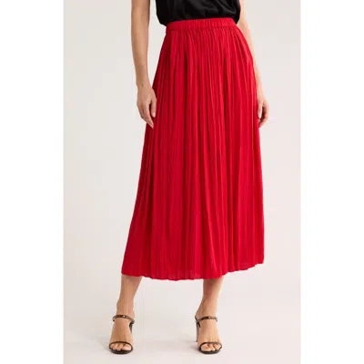 Elie Elie Tahari Pleated A-lined Midi Skirt In Red