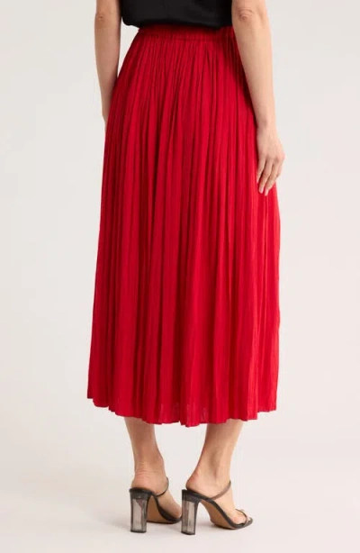 Elie Elie Tahari Pleated A-lined Midi Skirt In Red