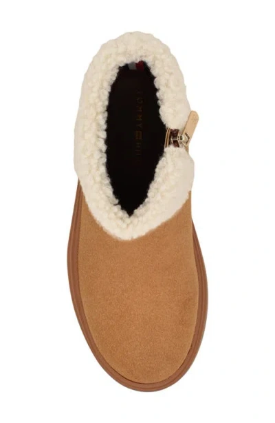 Tommy Hilfiger Peleiz Faux Shearling Cuff Platform Bootie In Brown