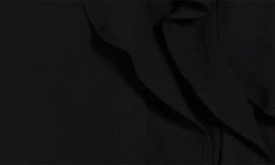 Adrianna Papell Ruffle Front Button-up Shirt In Black