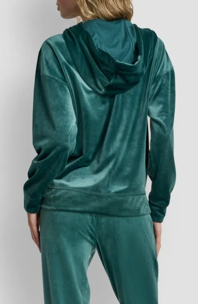 Dkny Rhinestone Velour Zip Hoodie In Green