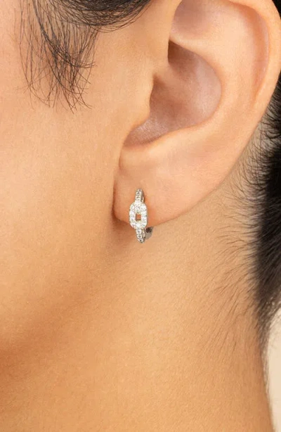 Sterling Forever Deborah Cubic Zirconia Buckle Huggie Hoop Earrings In Metallic