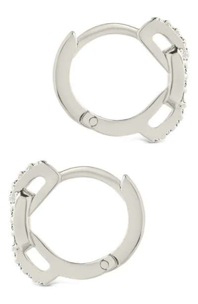 Sterling Forever Deborah Cubic Zirconia Buckle Huggie Hoop Earrings In Metallic