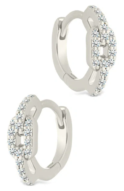 Sterling Forever Deborah Cubic Zirconia Buckle Huggie Hoop Earrings In Metallic