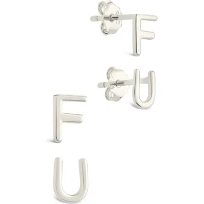 Sterling Forever F U Stud Earrings In Metallic