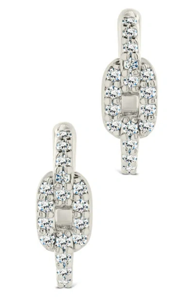 Sterling Forever Deborah Cubic Zirconia Buckle Huggie Hoop Earrings In Metallic