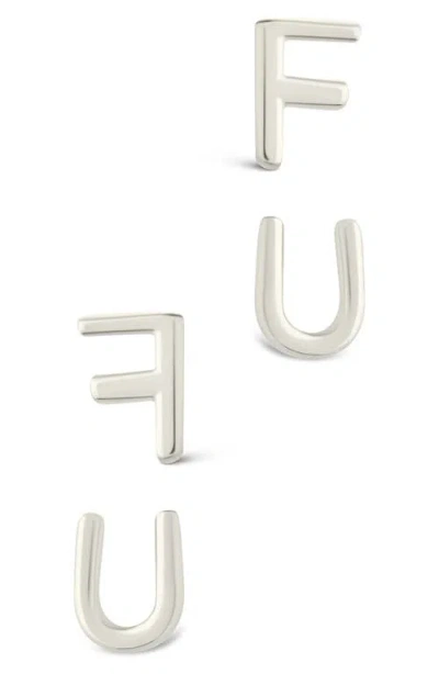 Sterling Forever F U Stud Earrings In Metallic
