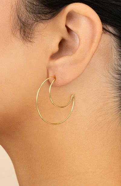 Sterling Forever Laura Crescent Hoop Earrings In Gold
