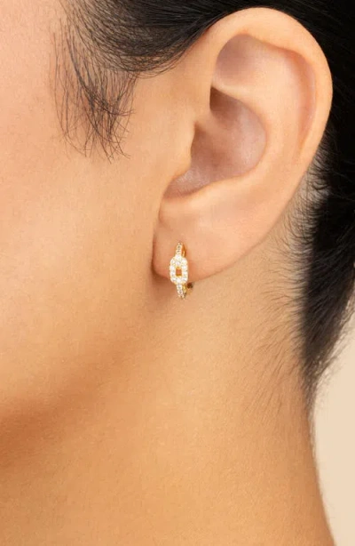 Sterling Forever Deborah Cubic Zirconia Buckle Huggie Hoop Earrings In Gold