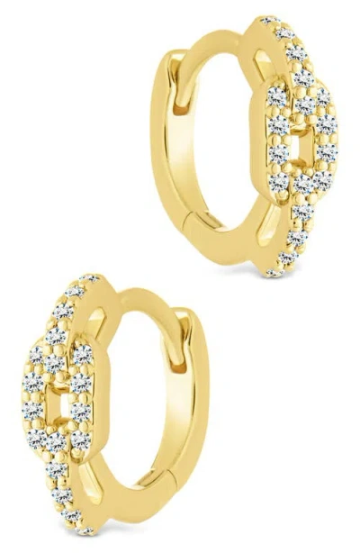 Sterling Forever Deborah Cubic Zirconia Buckle Huggie Hoop Earrings In Gold