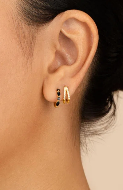 Sterling Forever Gabriella Set Of 2 Huggie Hoop Earrings In Gold