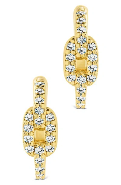 Sterling Forever Deborah Cubic Zirconia Buckle Huggie Hoop Earrings In Gold