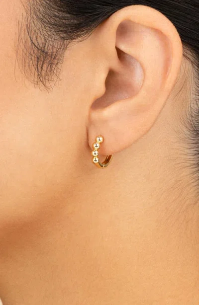 Sterling Forever Natalie Polished Sphere Huggie Hoop Earrings In Gold