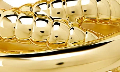 Sterling Forever Hester Polished & Ribbed Stack Ring In Gold