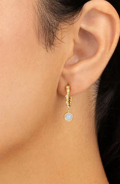 Sterling Forever Susannah Drop Huggie Hoop Earrings In Gold