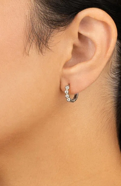 Sterling Forever Natalie Polished Sphere Huggie Hoop Earrings In Metallic