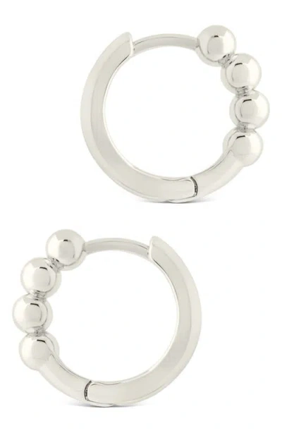 Sterling Forever Natalie Polished Sphere Huggie Hoop Earrings In Metallic