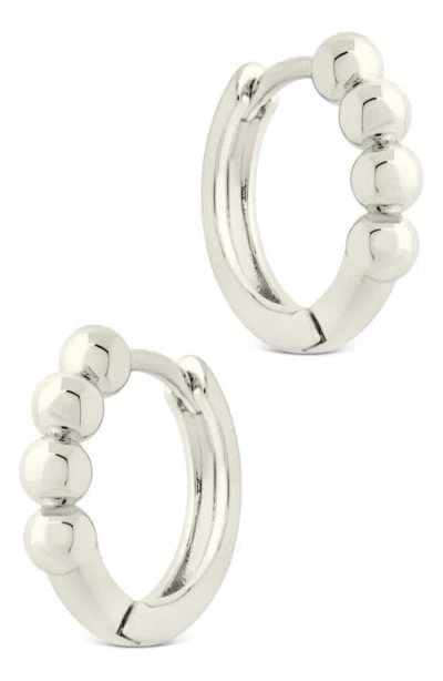 Sterling Forever Natalie Polished Sphere Huggie Hoop Earrings In Metallic