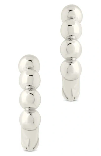 Sterling Forever Natalie Polished Sphere Huggie Hoop Earrings In Metallic