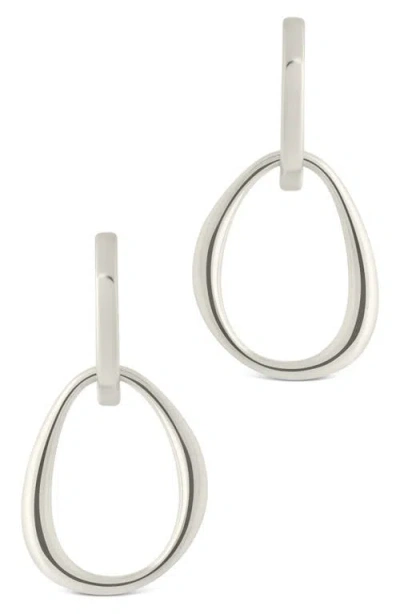 Sterling Forever Dorothy Simple Polished Interlock Drop Earrings In Metallic