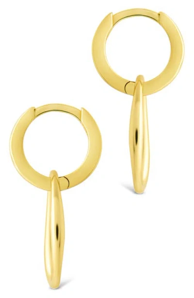 Sterling Forever Dorothy Simple Polished Interlock Drop Earrings In Gold