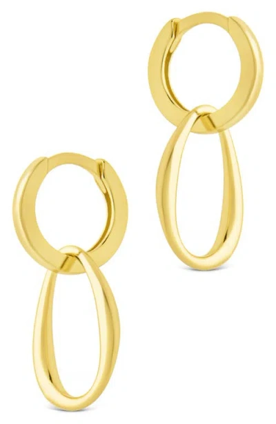 Sterling Forever Dorothy Simple Polished Interlock Drop Earrings In Gold