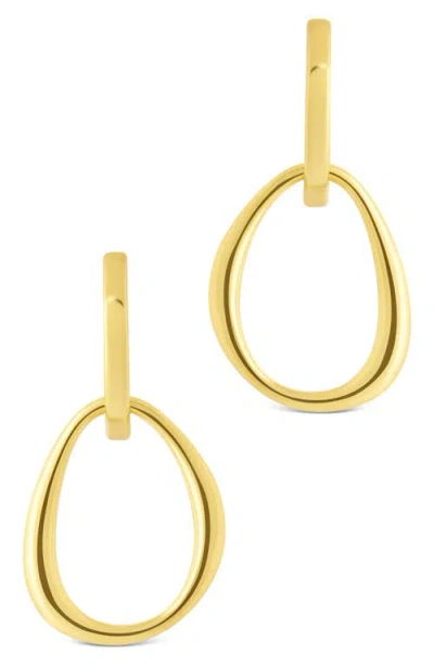 Sterling Forever Dorothy Simple Polished Interlock Drop Earrings In Gold