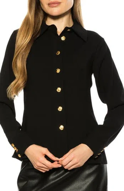 Alexia Admor Leland Button-up Shirt In Black
